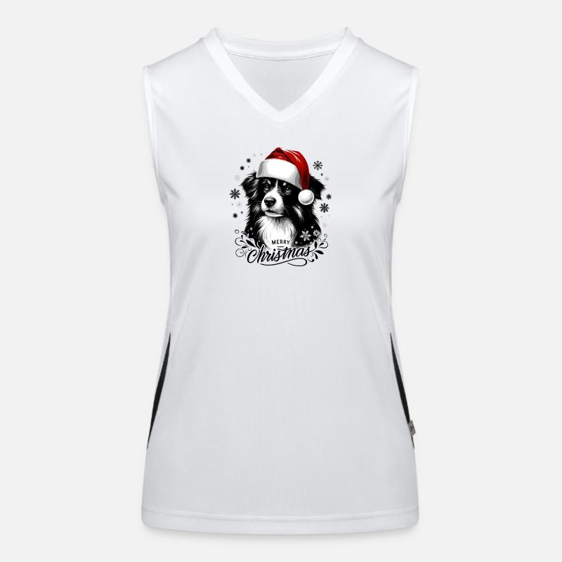 Border Collie Christmas - Affectionate Gift - Women's Functional Contrast Tank Top - white/black