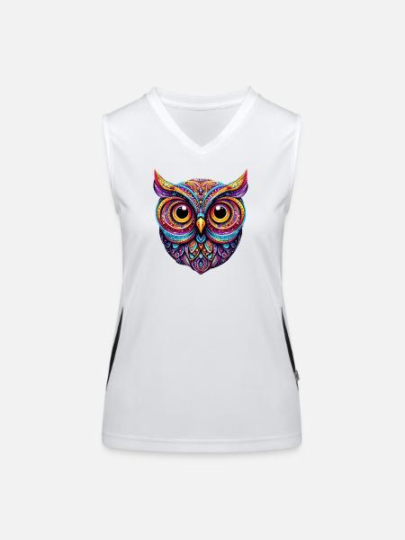 Eule - Funktionelles Kontrast-Tank Top für Frauen - Weiß/Schwarz