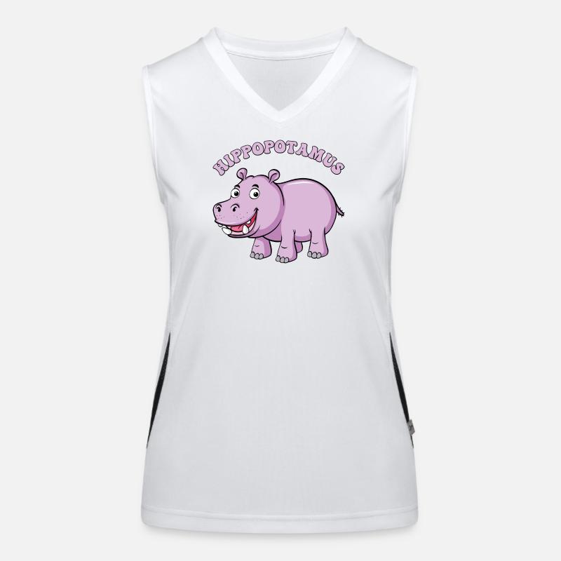 Lila Nilpferd Cartoon Lächeln Funktionelles Kontrast-Tank Top für Frauen