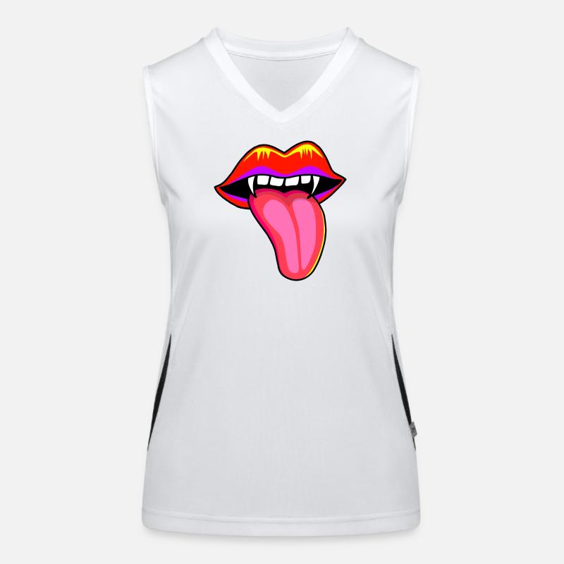 Mouth with vampire teeth Women's Functional Contrast Tank Top