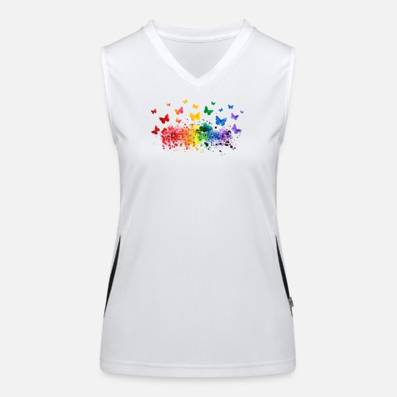 Libre d’aimer papillon LGBT Débardeur respirant contrasté Femme