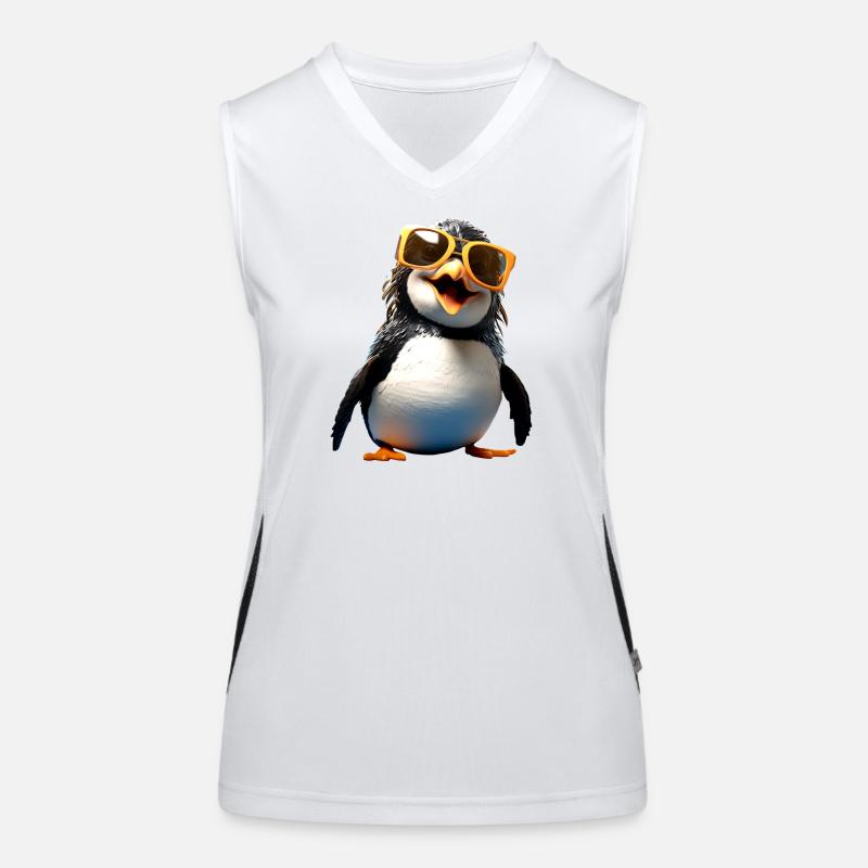 Pinguin Sonnenbrille Geschenk Ich Liebe Pinguine Funktionelles Kontrast-Tank Top für Frauen