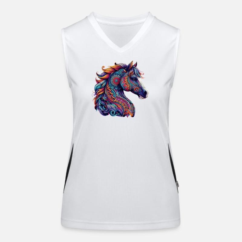 Cheval décoré de Mandalas Débardeur respirant contrasté Femme