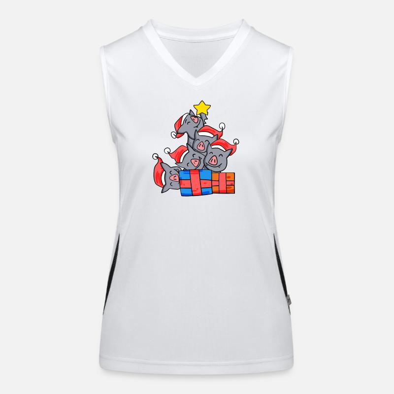 Fledermaus Weihnachtsbaum Weihnachten Funktionelles Kontrast-Tank Top für Frauen