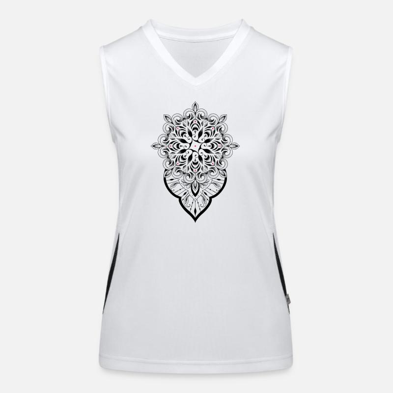 Mandala graphic dot work Women's Functional Contrast Tank Top