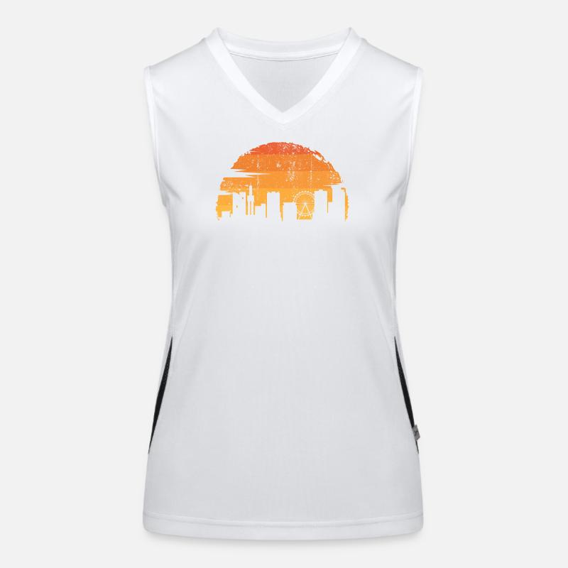 Sunset Skyline Silhouette Women's Functional Contrast Tank Top