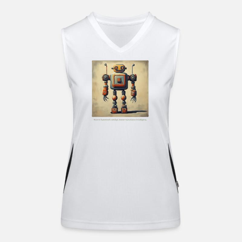 spruch statement roboter intelligenz retro nerd lo Funktionelles Kontrast-Tank Top für Frauen