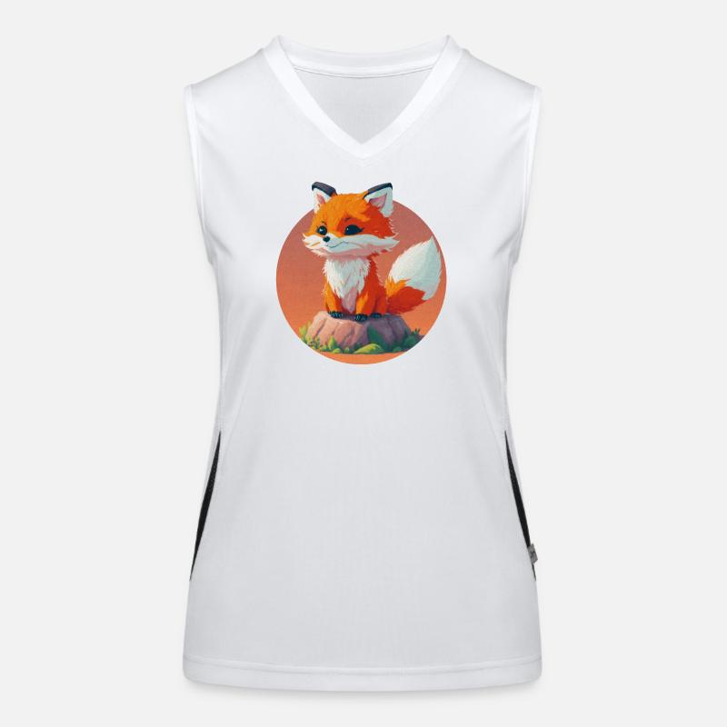 Illustrierter Fuchs im weichen und warmen Stil Funktionelles Kontrast-Tank Top für Frauen