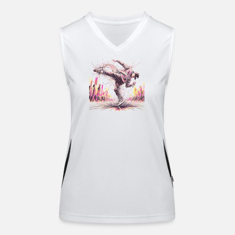 BREAK DANCING - Women's Functional Contrast Tank Top - white/black