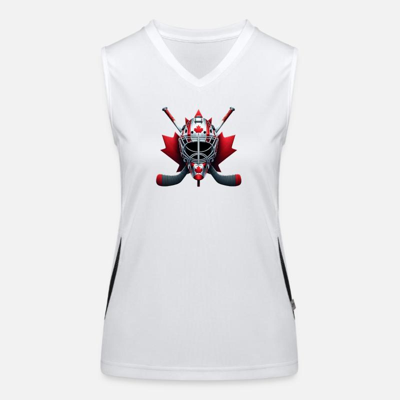 Kanada Eishockey Design mit Nationalflagge Funktionelles Kontrast-Tank Top für Frauen