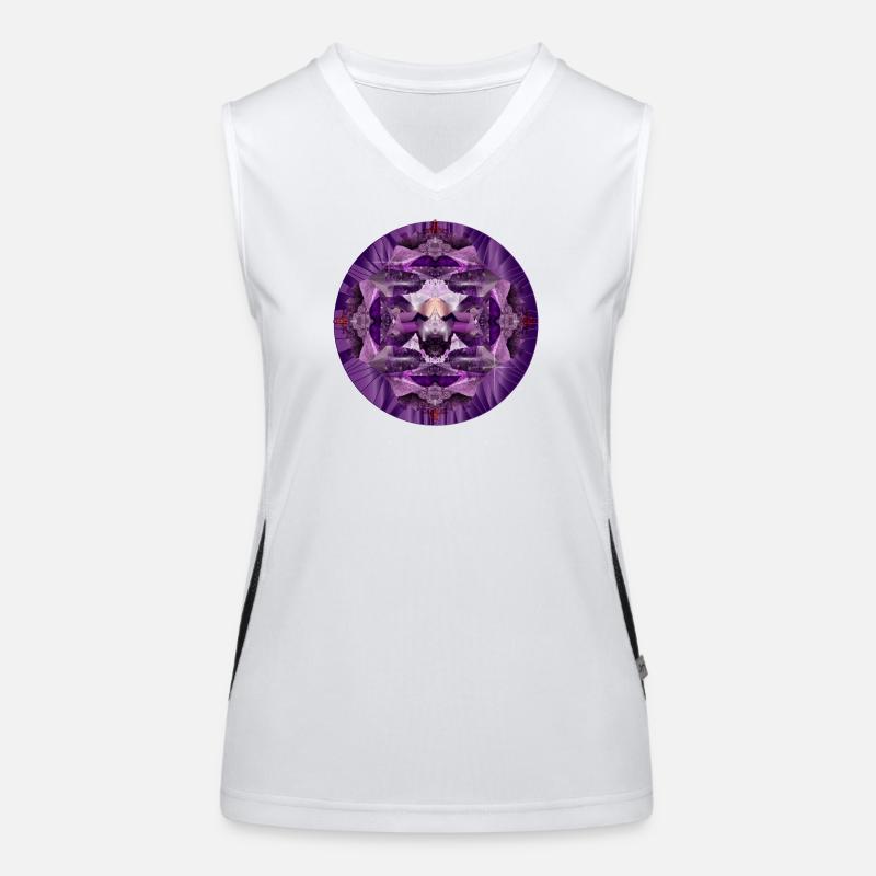 Luminous Violet Amethyst Crystal Motif Women's Functional Contrast Tank Top
