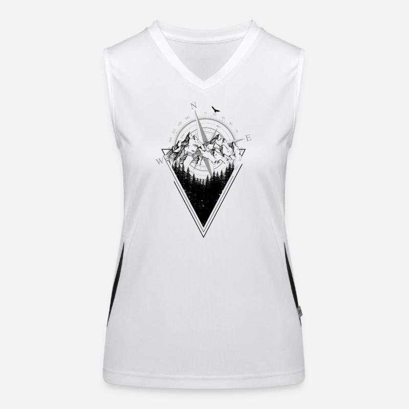 Weathered Compass Grunge Map Women's Functional Contrast Tank Top