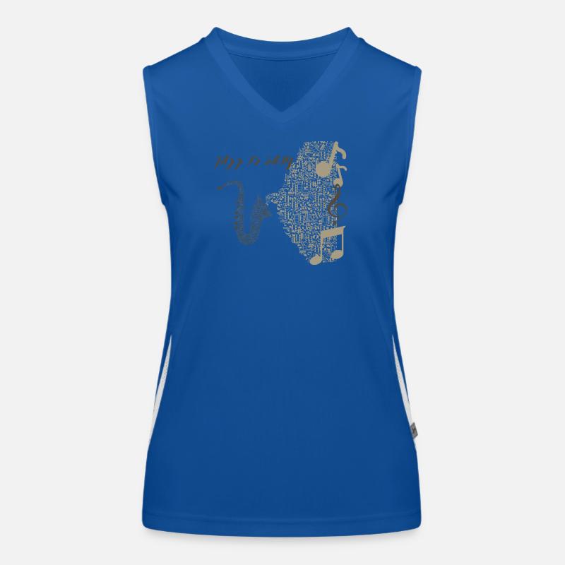 Musical Saxophone Design in Notes Women's Functional Contrast Tank Top