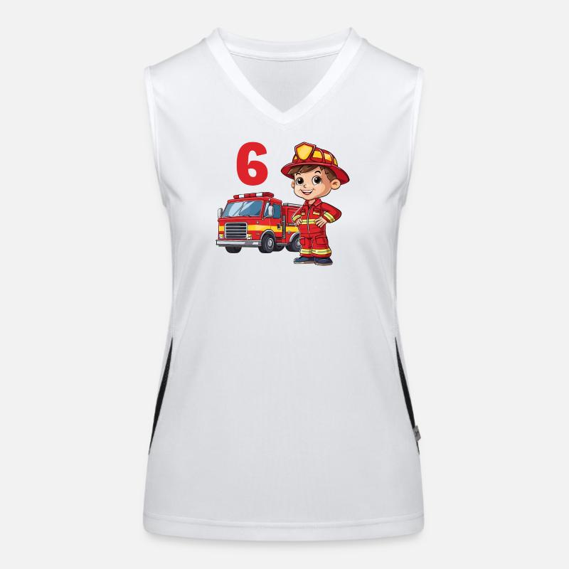 Fire Brigade 6 Birthday Fire Truck Firefighter Women's Functional Contrast Tank Top