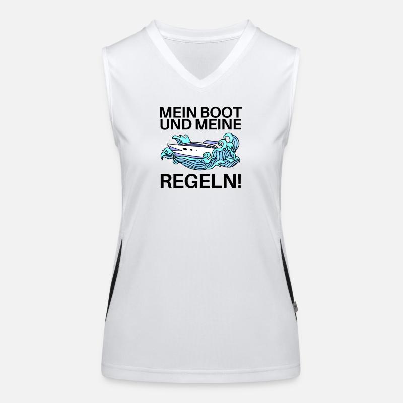 Boote Motorboot Regeln Spruch lustig Funktionelles Kontrast-Tank Top für Frauen