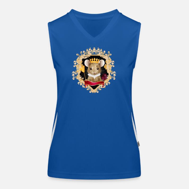Mouse with cheese crown in royal frame Women's Functional Contrast Tank Top