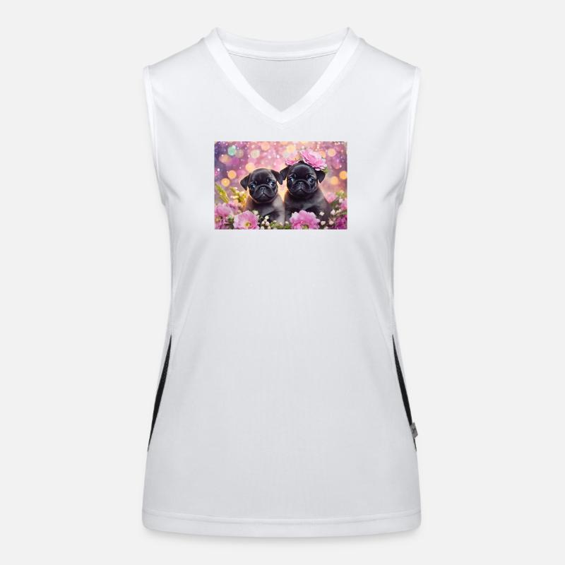 Petits chiens avec couronne de fleurs Débardeur respirant contrasté Femme