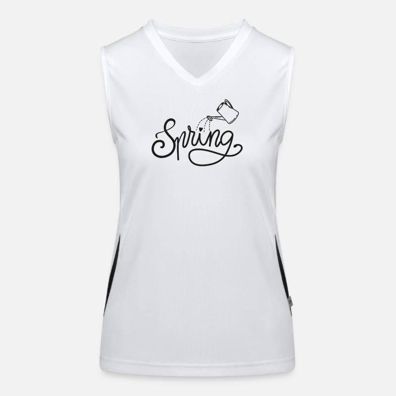 spring frühlingsbeginn garten gießen beet Funktionelles Kontrast-Tank Top für Frauen