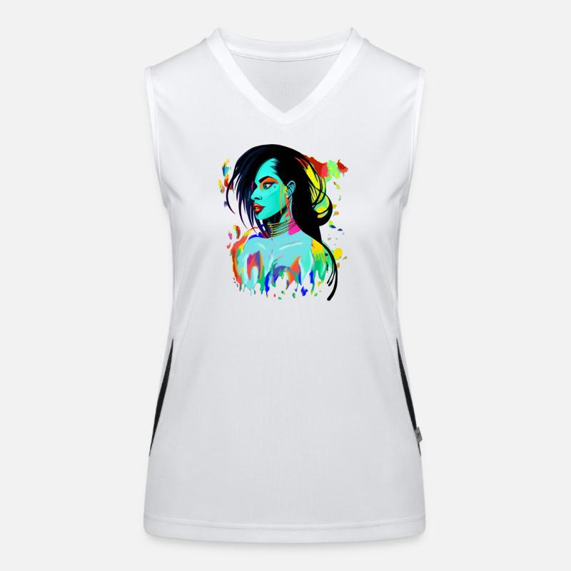 Neon Porträt Farbexplosion Funktionelles Kontrast-Tank Top für Frauen