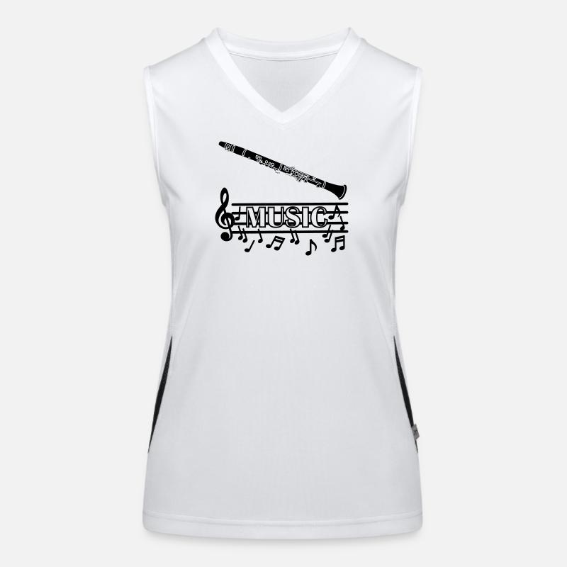 Clarinet wind instrument with musical tones underneath Women's Functional Contrast Tank Top