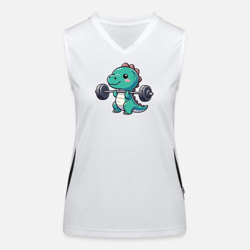 Dino T-Rex Workout Haltère Développé couché Design Débardeur respirant contrasté Femme