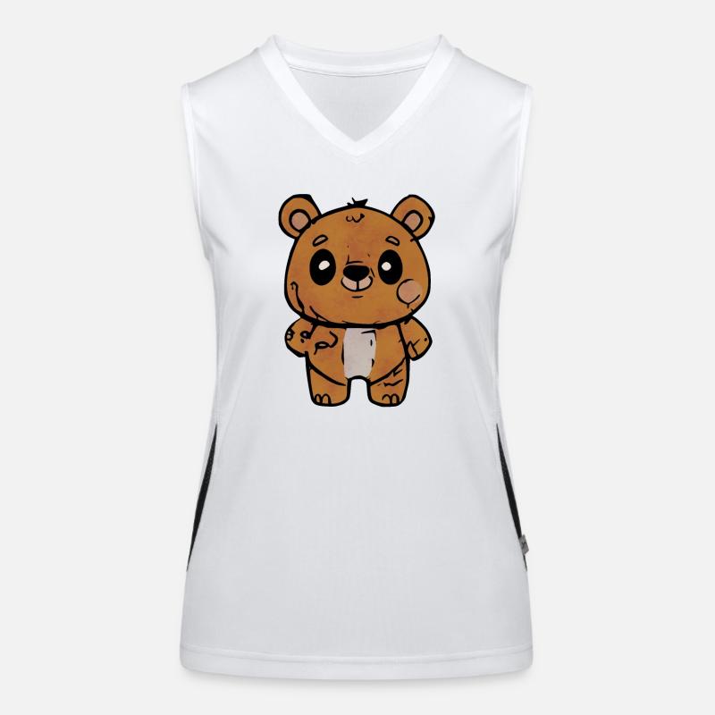 Cartoon Bear With Friendly Expression Women's Functional Contrast Tank Top