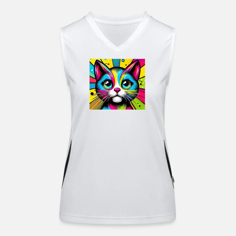 Chat Pop Art Débardeur respirant contrasté Femme