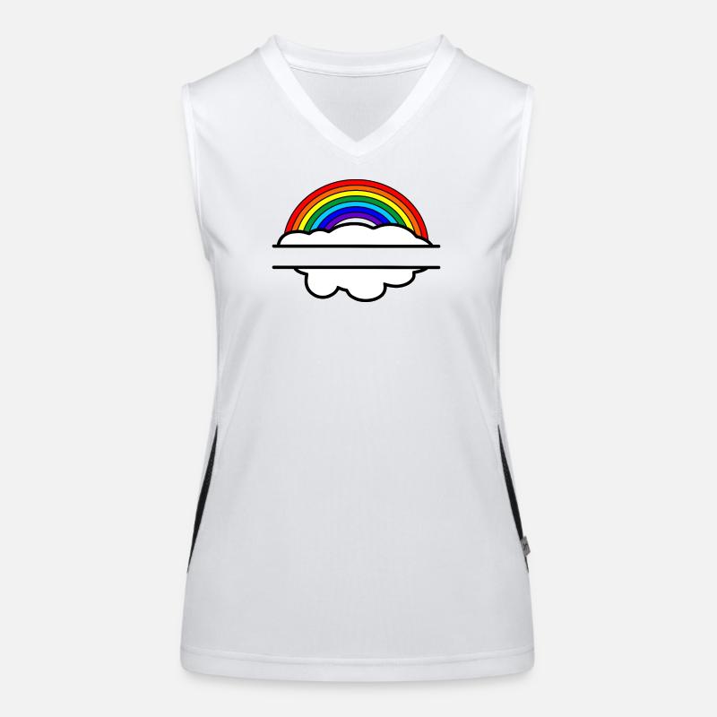Rainbow cloud name banner Women's Functional Contrast Tank Top