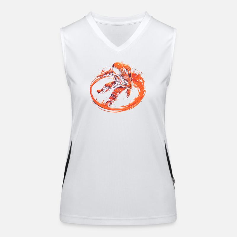 Astronaut surrounded by flames Women's Functional Contrast Tank Top