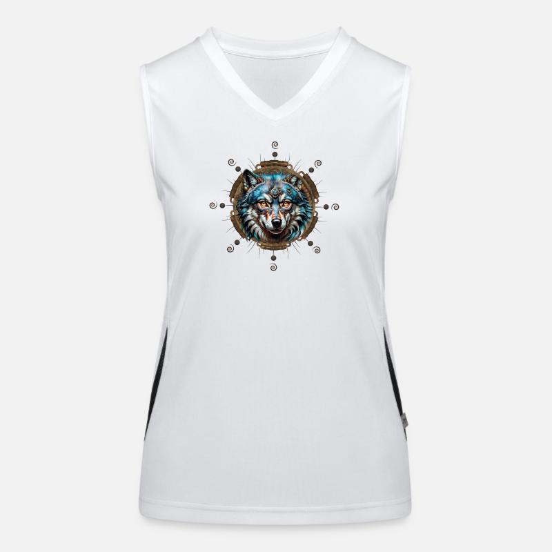Fantastic steampunk wolf. Women's Functional Contrast Tank Top