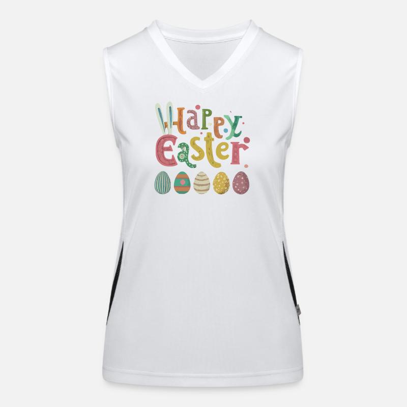 Colorful Easter egg with cheerful details - Women's Functional Contrast Tank Top - white/black