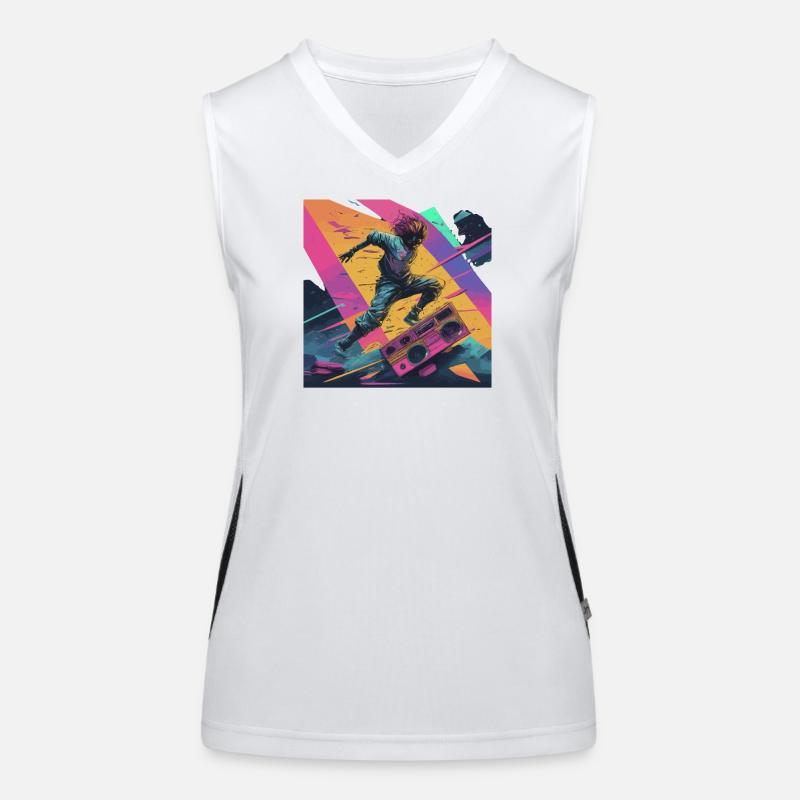 Ambiance de danse urbaine avec explosion de couleurs Débardeur respirant contrasté Femme