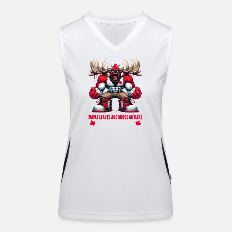 Kanada Elch Design Funktionelles Kontrast-Tank Top für Frauen