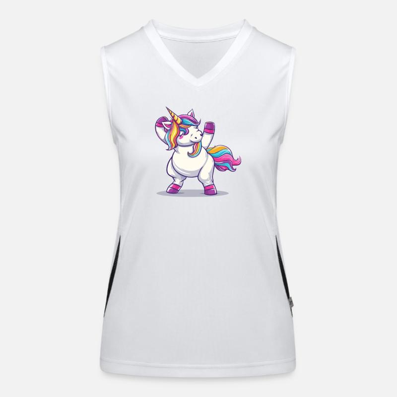 Regenbogenzauber Einhorn Pose Funktionelles Kontrast-Tank Top für Frauen