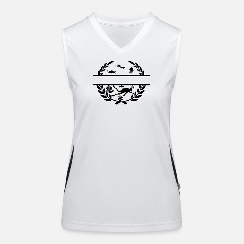 Diver underwater in laurel wreath Women's Functional Contrast Tank Top