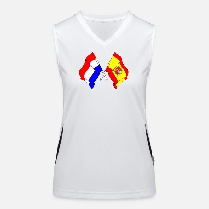 Drapeau des Pays-Bas et drapeau de l’Espagne Débardeur respirant contrasté Femme