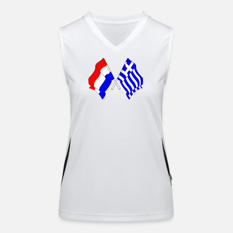 Drapeau des Pays-Bas et drapeau de la Grèce Débardeur respirant contrasté Femme