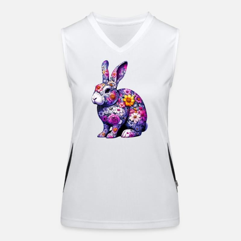 Lapin décoré de fleurs Débardeur respirant contrasté Femme