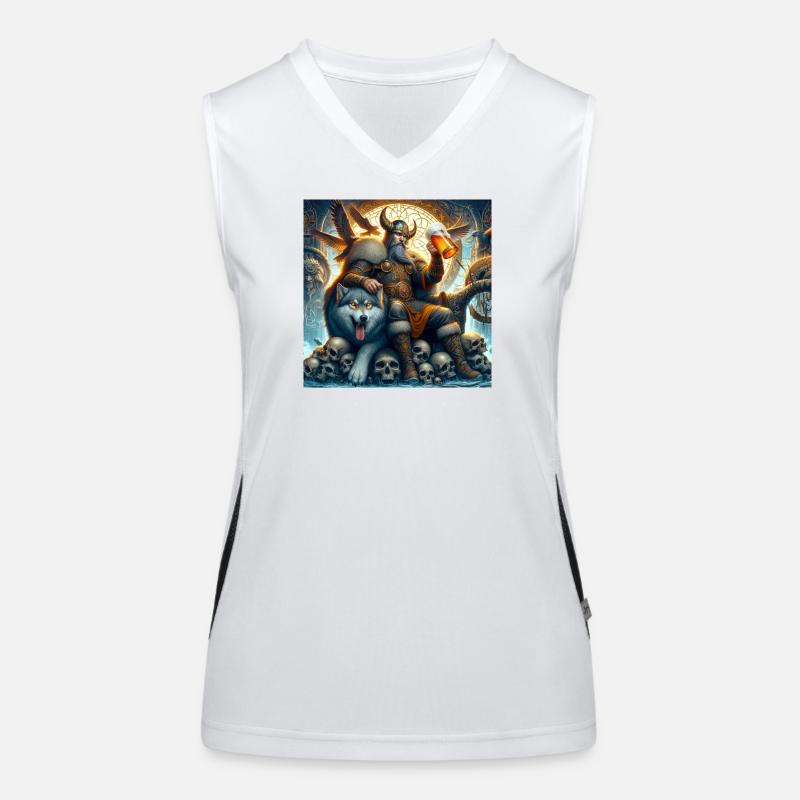 Wikinger mit Wolf Funktionelles Kontrast-Tank Top für Frauen
