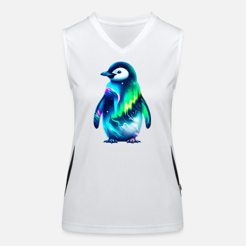 Aurora Borealis Pinguin Funktionelles Kontrast-Tank Top für Frauen