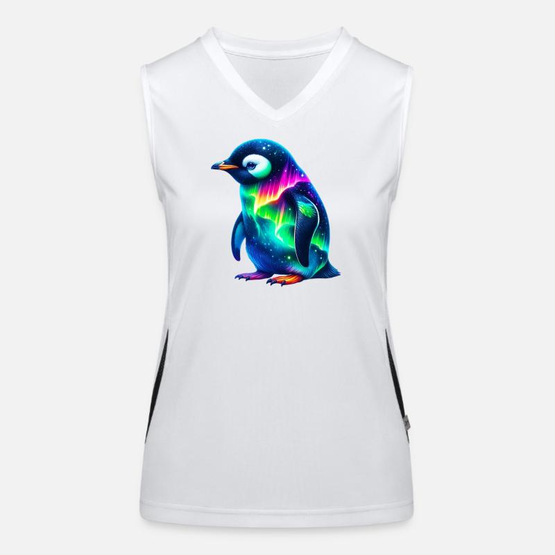 Aurora Borealis Pinguin Funktionelles Kontrast-Tank Top für Frauen