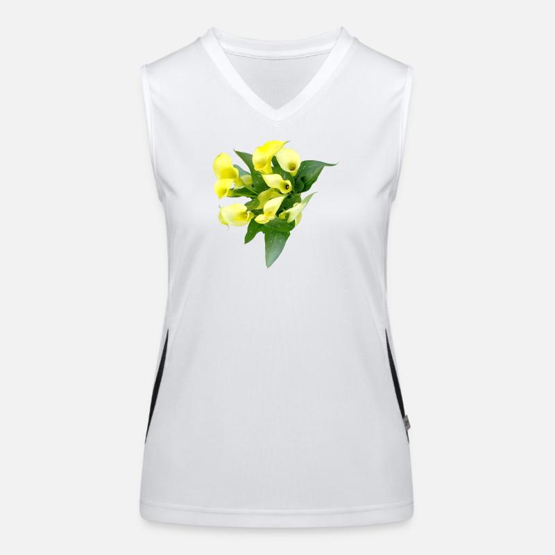 Fleurs de calla jaunes délicates Débardeur respirant contrasté Femme