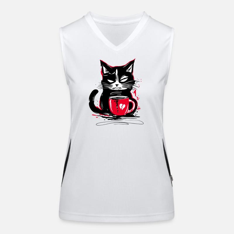 Kaffee Katze Morgenmuffel Kaffeekatze Funktionelles Kontrast-Tank Top für Frauen