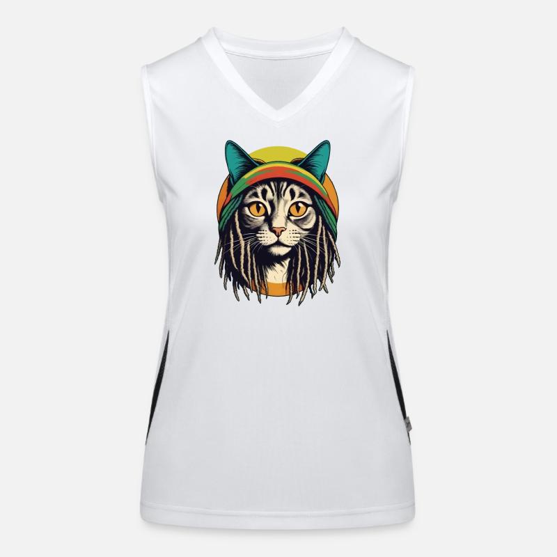 Cool Rasta Cat Women's Functional Contrast Tank Top