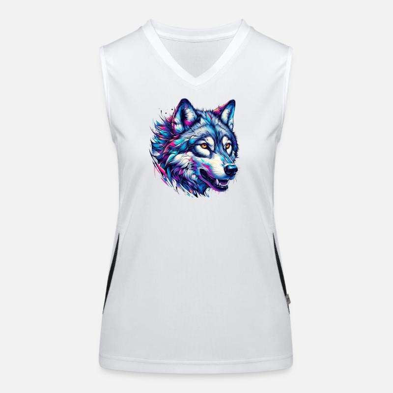 Wolf Funktionelles Kontrast-Tank Top für Frauen