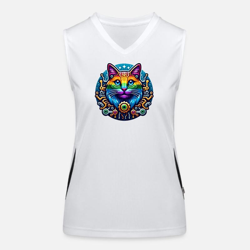 Mechanical Rainbow Cat Funktionelles Kontrast-Tank Top für Frauen