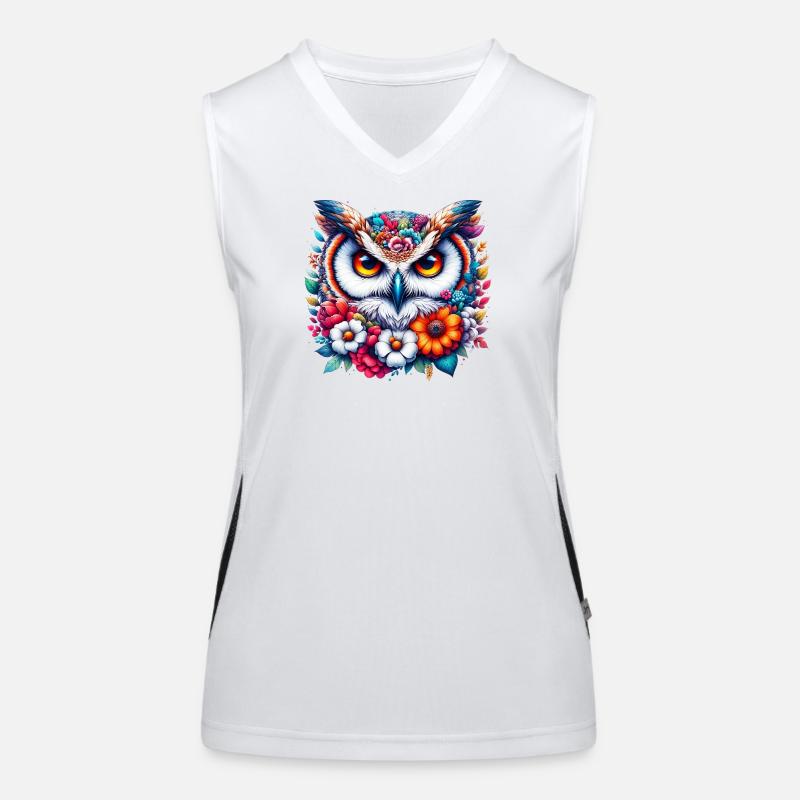 Eule mit Blumen geschmückt Funktionelles Kontrast-Tank Top für Frauen