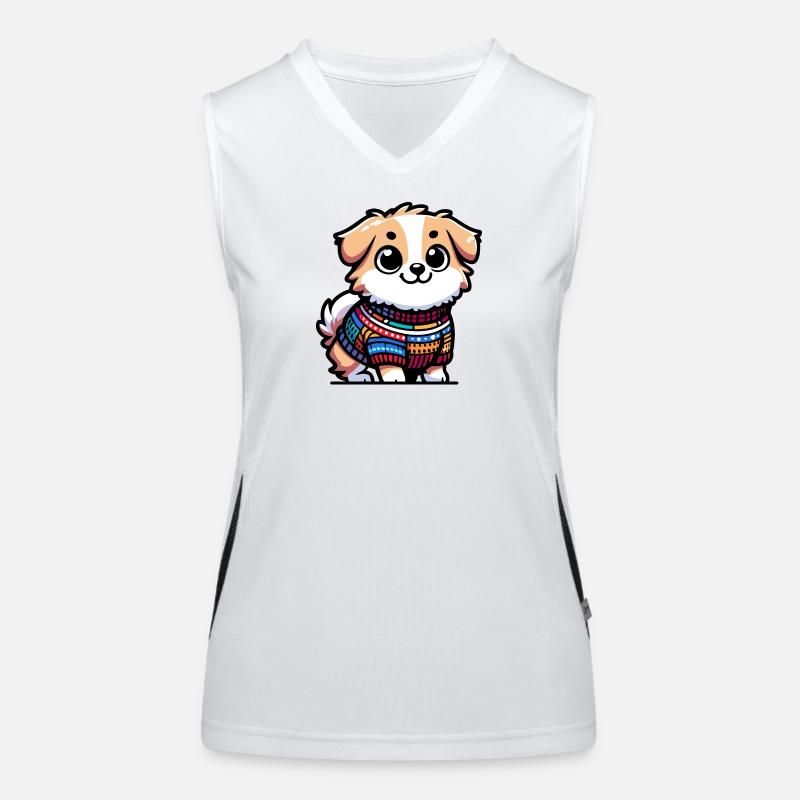 Snug Pup: Der Pullover tragende Hund Funktionelles Kontrast-Tank Top für Frauen