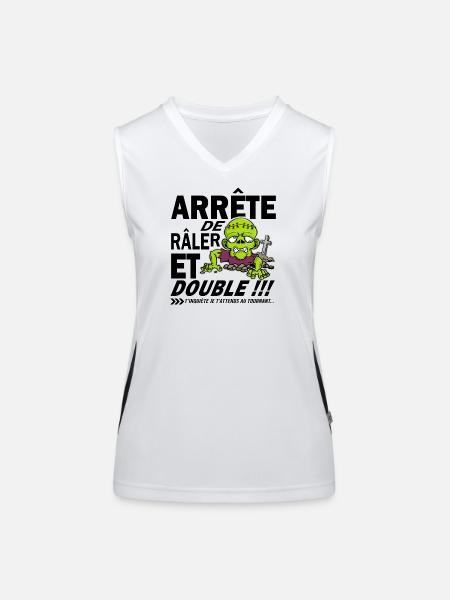 Autocollant Voiture Humour: Arrête de Râler ! - Débardeur respirant contrasté Femme - blanc/noir - Devant