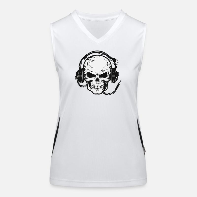 Schädel,Skull,Totenkopf mit Kopfhörer Funktionelles Kontrast-Tank Top für Frauen